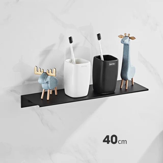 Modern Brushed-Gold & Black Dual-Tier Wall Shelf