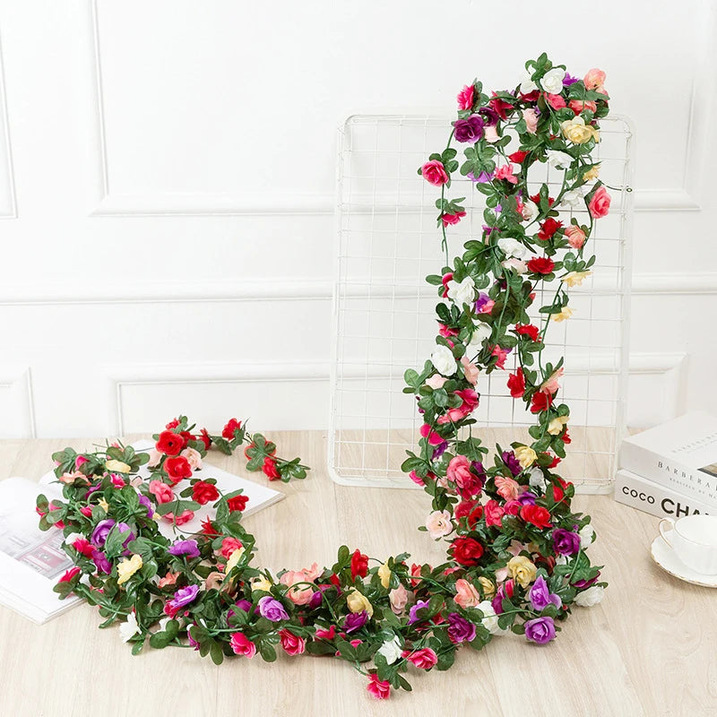 Head Artificial Silk Rose Vine Garland