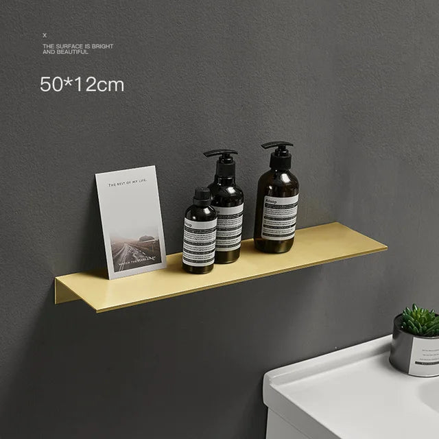 Modern Brushed-Gold & Black Dual-Tier Wall Shelf
