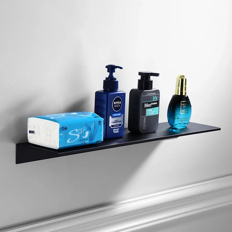 Modern Brushed-Gold & Black Dual-Tier Wall Shelf