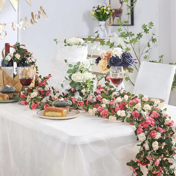 Head Artificial Silk Rose Vine Garland