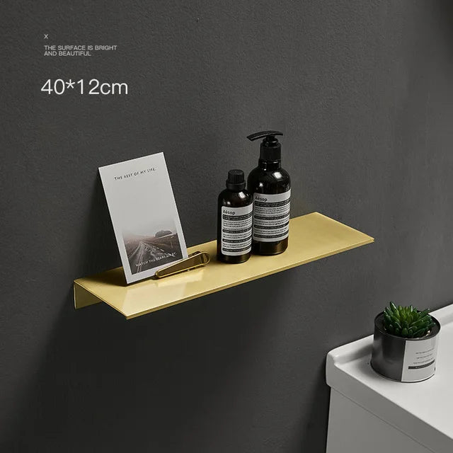 Modern Brushed-Gold & Black Dual-Tier Wall Shelf