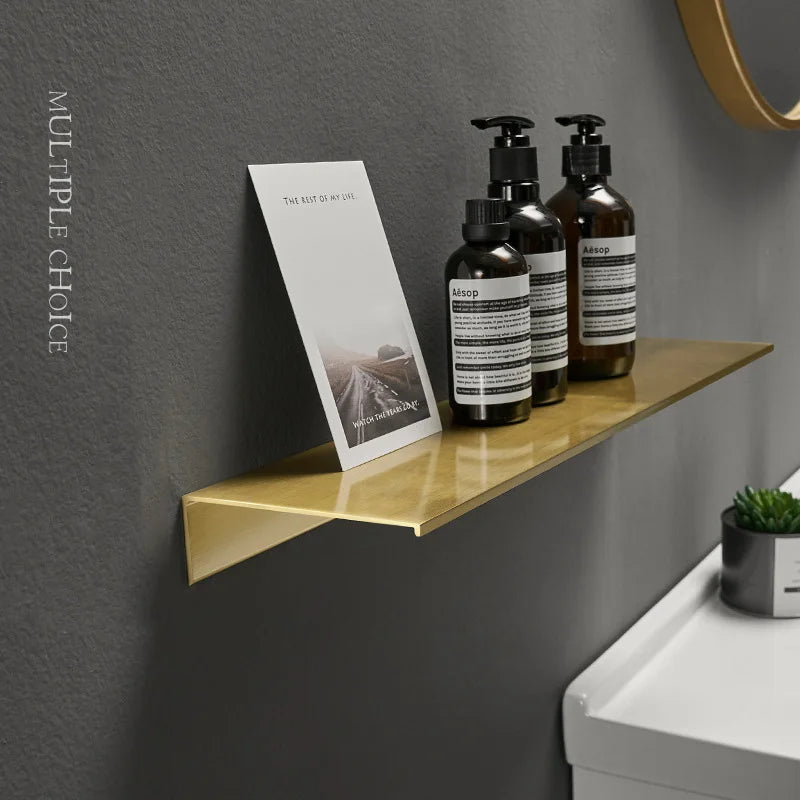 Modern Brushed-Gold & Black Dual-Tier Wall Shelf