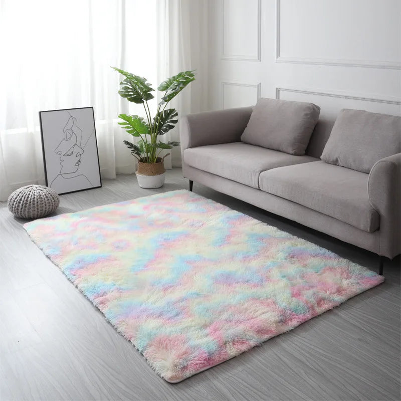 Tie-Dye Plush Non-Slip Home Mat