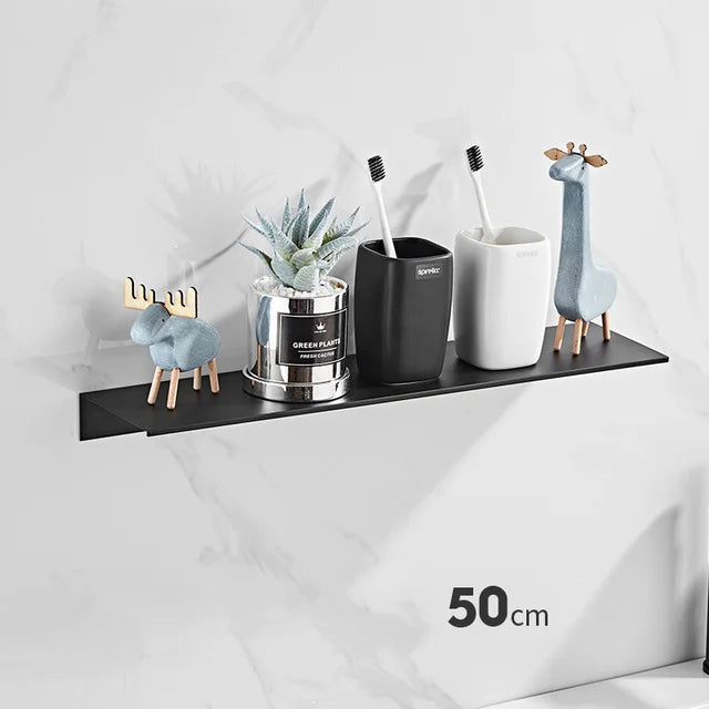 Modern Brushed-Gold & Black Dual-Tier Wall Shelf