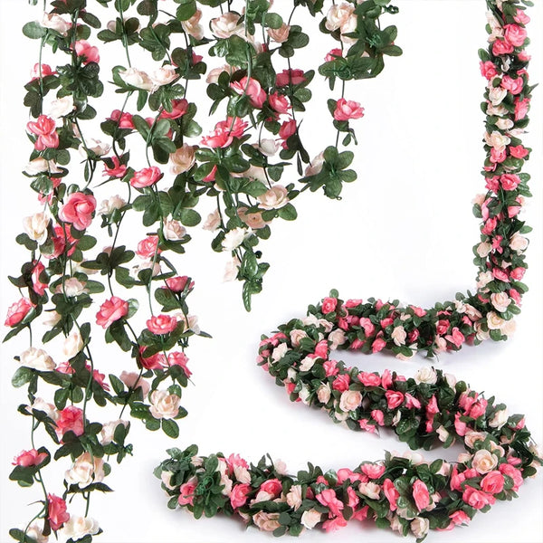 Head Artificial Silk Rose Vine Garland