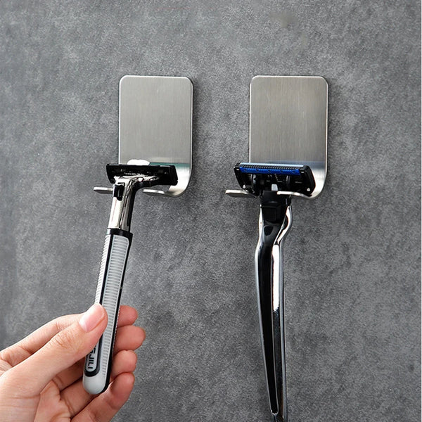 Stainless Steel Razor Holder Rack – Self-Adhesive Hook