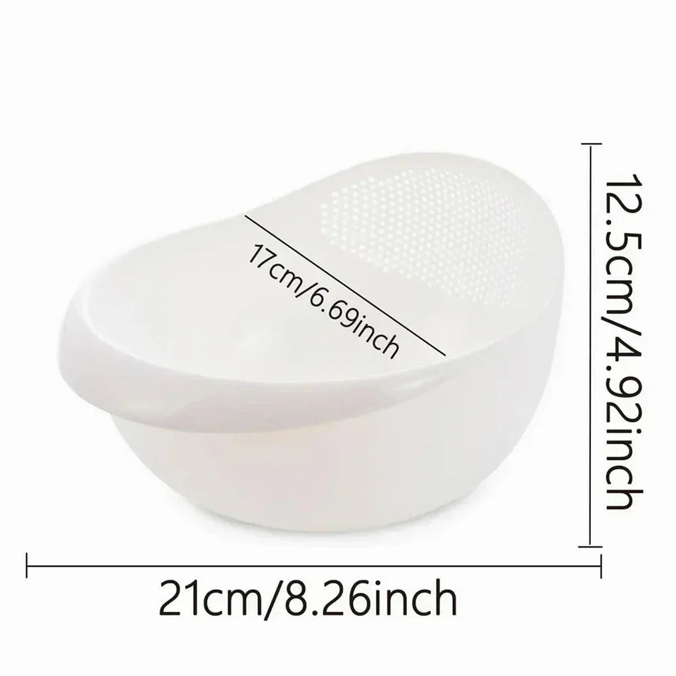 Vegetable and Fruit Washing Bowl with 2-In-1 Rice Strainer and Beans Washer