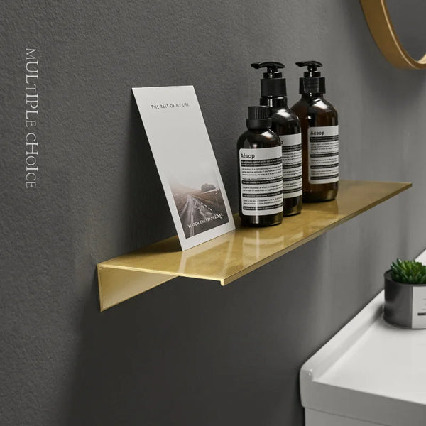 Modern Brushed-Gold & Black Dual-Tier Wall Shelf