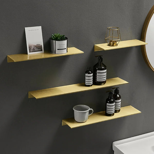 Modern Brushed-Gold & Black Dual-Tier Wall Shelf