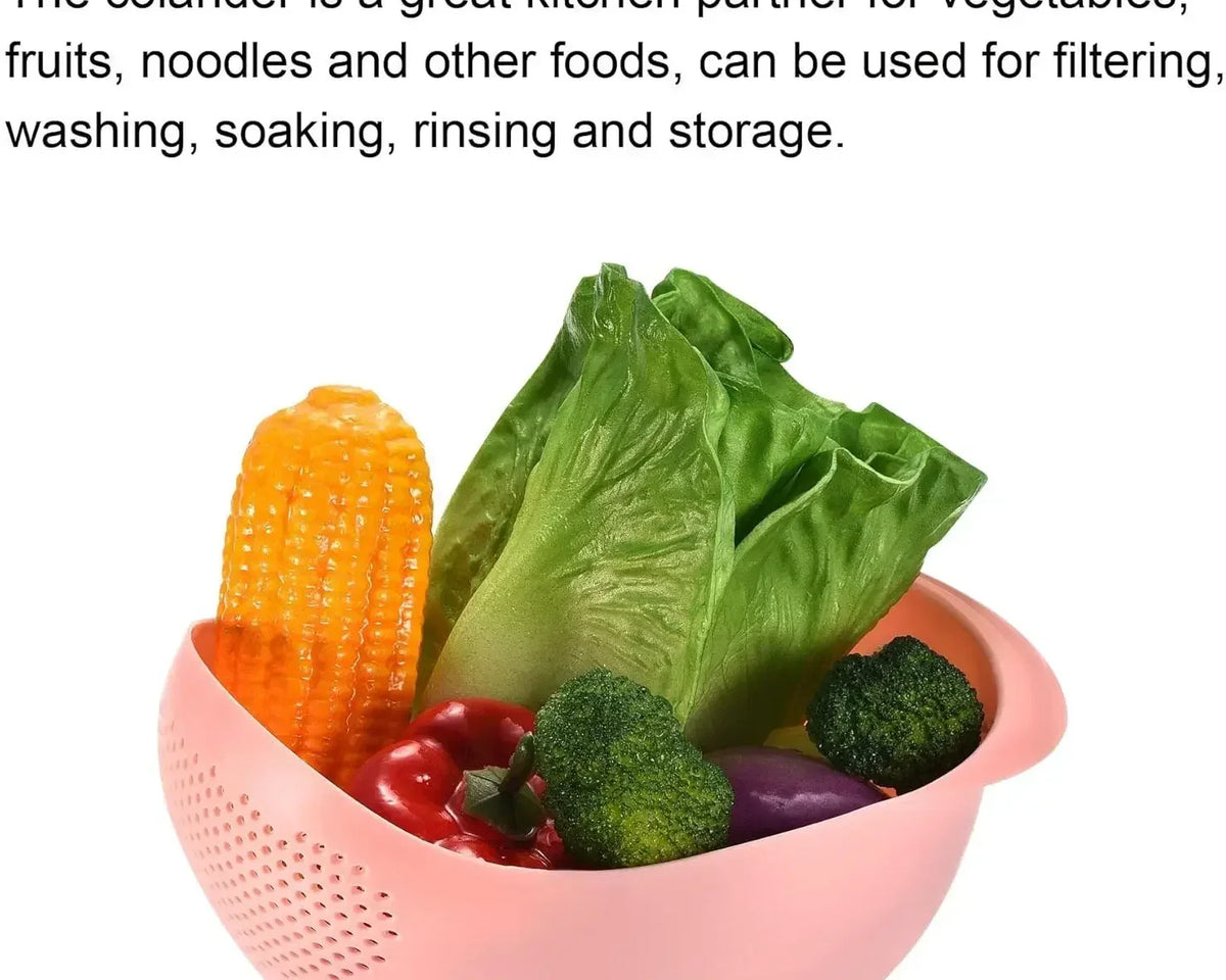 Vegetable and Fruit Washing Bowl with 2-In-1 Rice Strainer and Beans Washer